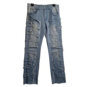 Women's Distressed Stretchy Jeans, Size Medium